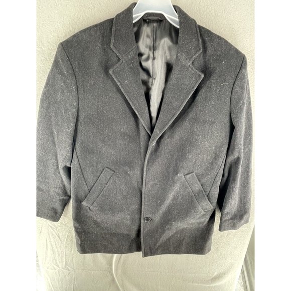 Murano Collezione Short Trench Over Coat Mens Medium Wool Single Breast Black - Picture 5 of 12